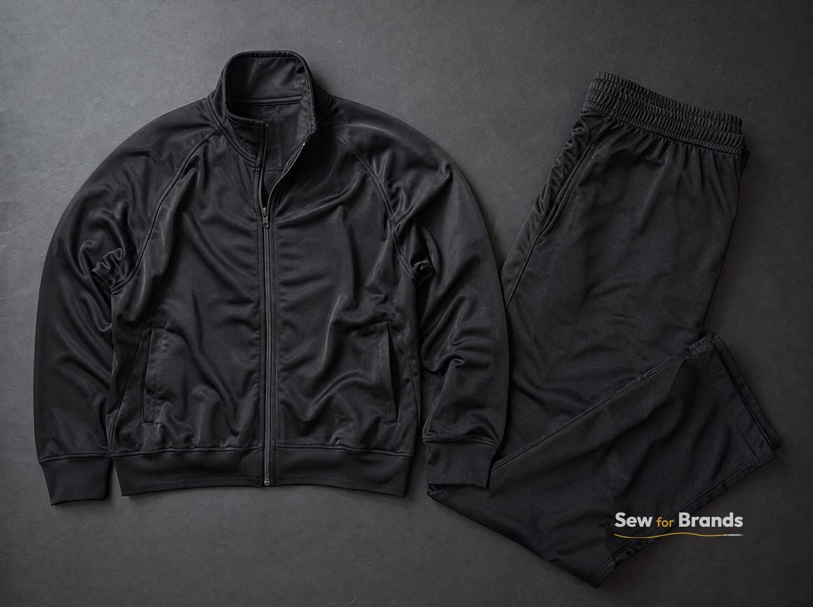 Black zip track jacket and track pants set