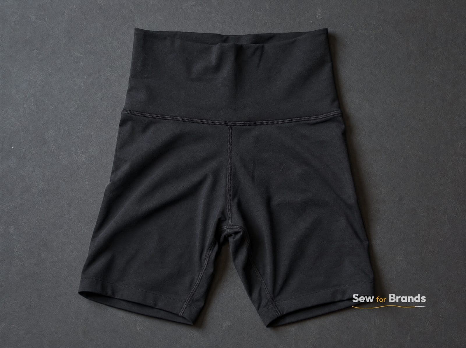Black high-waist biker shorts, front view